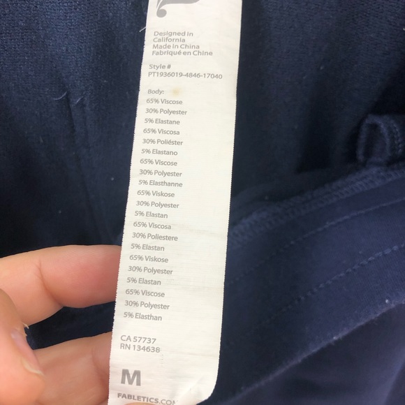 Fabletics Joggers Womens Size Medium Luxe Terry Drawstring Pocket Jogger Navy - Picture 10 of 13